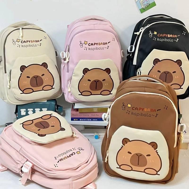 Fabric Capybara Oxford Backpack With Print Pattern And Durable Design For Kids