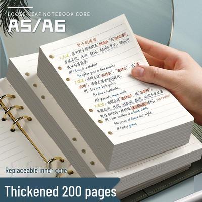 A6 nachfüllbares Notizbuch: A5 Seiten mit 6 Löchern, liniert