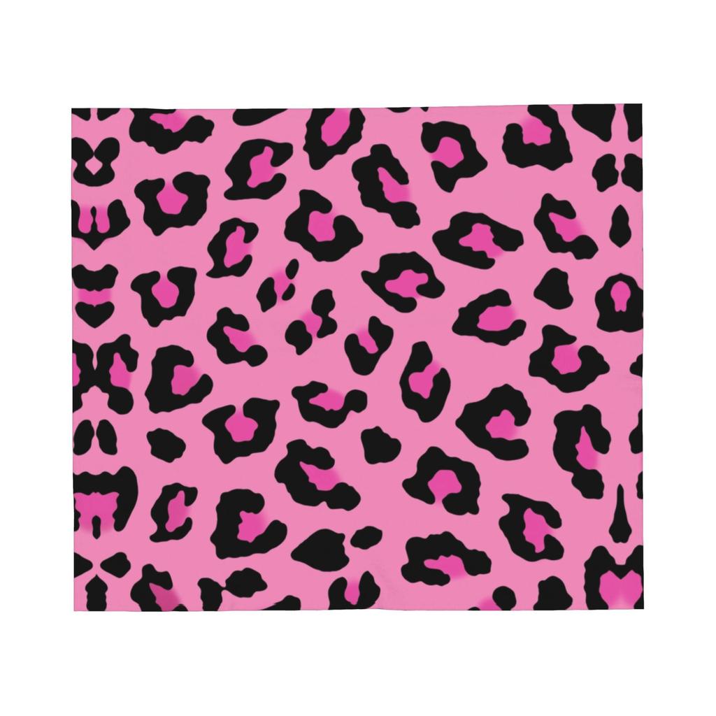 Pink Leopard Animal Print Blankets Flannel All Season Breathable Warm Throw Blankets for Home Bedroom Bedspread