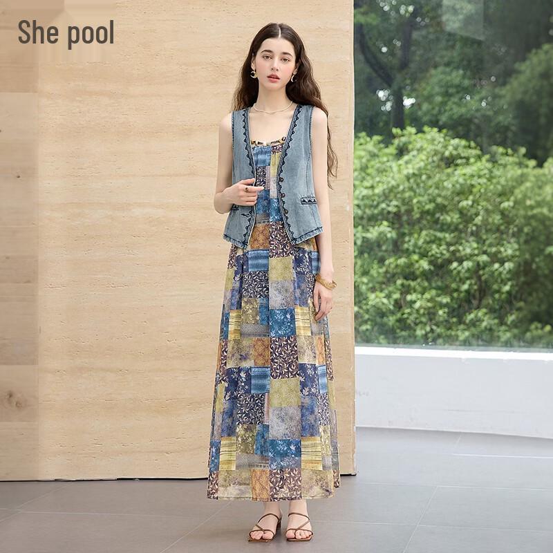 Shechi Women s Resort Vest & Printed Dress Set M