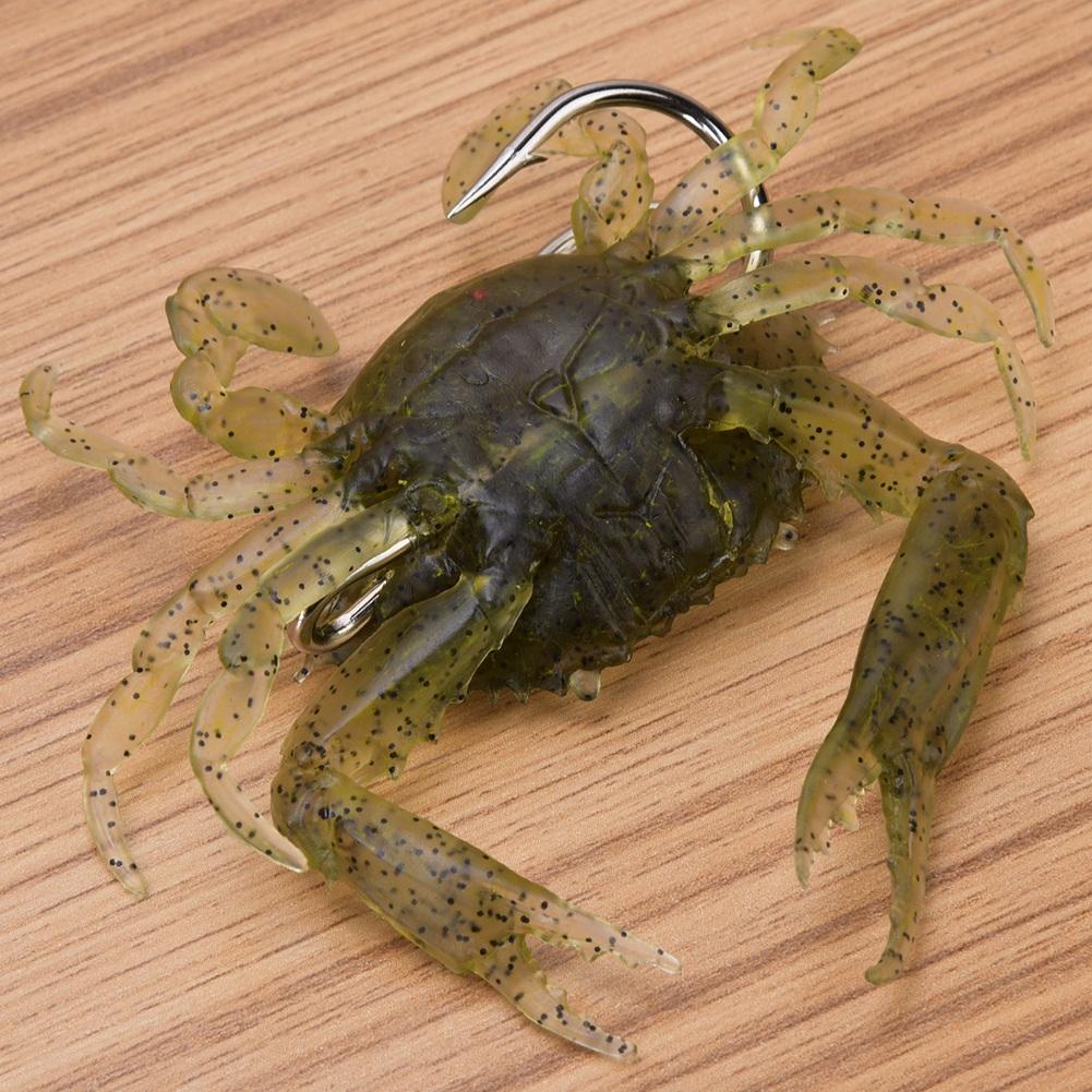 2 pcs Silicone Soft Fishing Lures Artificial Bait Crab with Sharp Hooks Fish Tackle Accessories1#