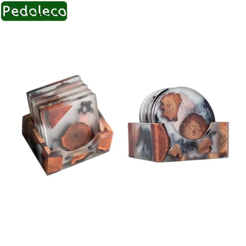 Pedoleco Coasters, Set of 6, with Storage Case, Crafts, Stylish Tea Trays, Dessert Plates, Thick, Waterproof, Decorative, Non-Slip/Insulated, Unpainte