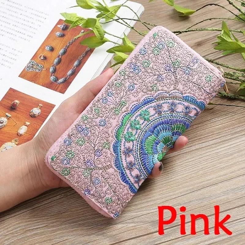 Embroidered Wallet Ethnic Style Handheld Bag Zipper Women's Wallet Fabric Embroidered Bag Handheld Bag