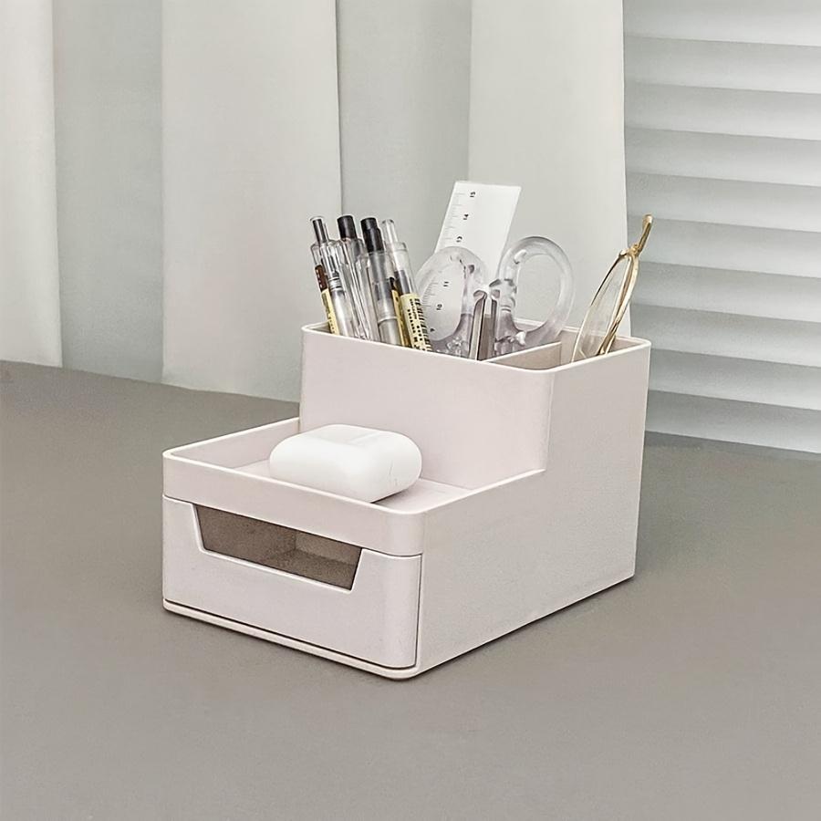 Desktop Storage Organizer ABS Plastic Multi-Compartment Pen Holder Remote Box Small Desk Organizer for Office Bedroom