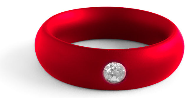 Cockring en métal Donut Strass Rouge - Black Label - Cockrings Métal