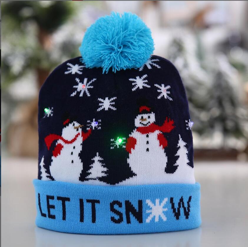 Christmas Light Up Beanie Hat Knit Cap Hat with 6 Colorful Lights Unisex Winter Snow Hat