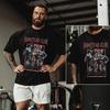 2026  American Fitness Training Clothing Summer Sports Cotton Short Sleeve Shirt Mens Style Loose Fashion Printed Round Neck