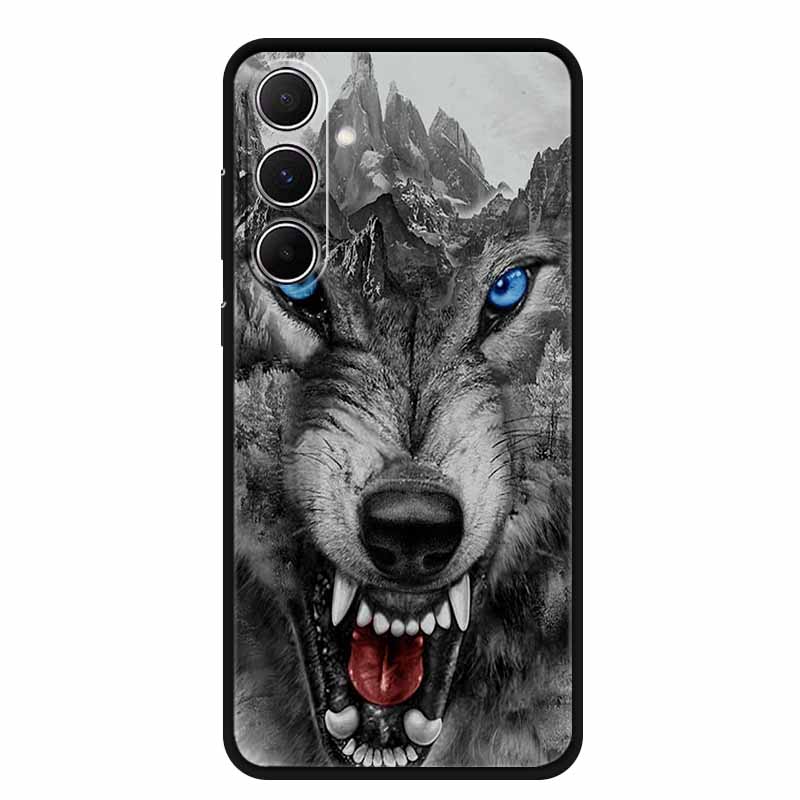 For Samsung Galaxy A55 5G Case Animals Soft Silicone TPU Phone Cases Back Cover For SamsungA55 Wolf Protector Cute Girl Shell