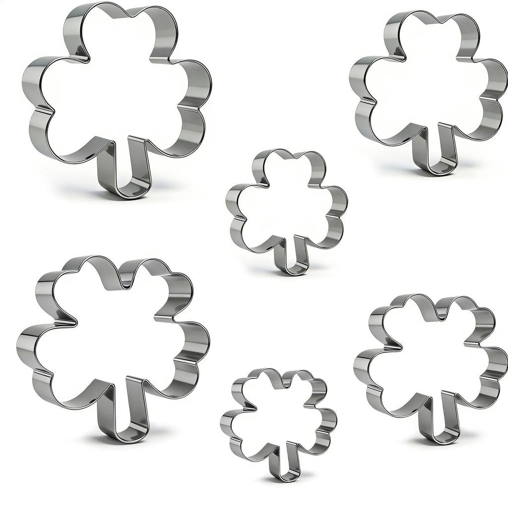 3Pcs Cookie Cutter Patrick's Day Clover Shaped Stainless Steel Mold DIY Cake Sugarcraft Pastry Biscuits Mould  Baking Tool