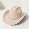 Western cowboy top hat three-dimensional colored gemstone flower small round bead inlaid felt hat outing party jazz hat