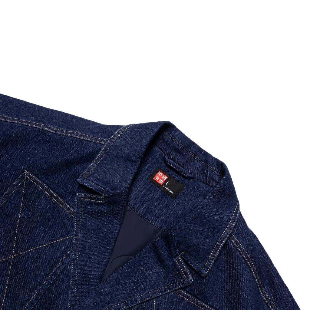 Li Ning Plain Loose Wash Denim Jacket Men Jackets Dark-Blue AJDSA39-1