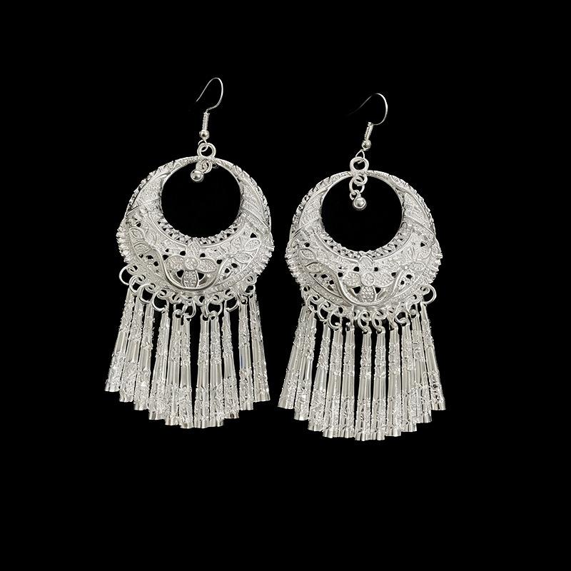 Ethnic style earrings Alloy silver-plated Miao ethnic minority Dong Yi earrings Earrings