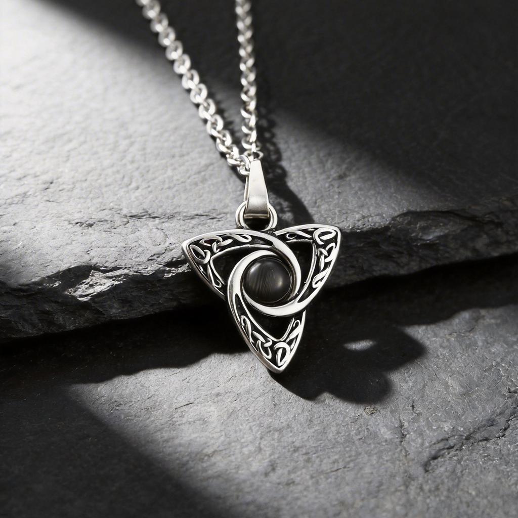 Vnox Turquoise Stone Celtic Knot Pendant Necklaces for Men Women, Stainless Steel Silver Color 50cm 60cm O-chain Jewelry Gifts