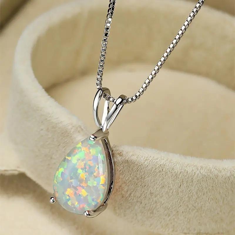 

Necklace, Colorful Water Drop Opal, Fashionable Temperament, Versatile High-end Pendant срібний