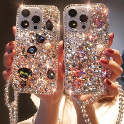 Glitter Rhinestone Phone Case For Samsung Galaxy A17 A16 A15 A14 A13 A12 A07 A06 A05 A05S 4G 5G Bling Crystal Diamond Floral Cover