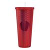 Bonita taza con pajita, taza fría de pared doble aislada de 24 oz con tapa y pajita, taza que acompaña a la película, taza con forma de diamante
