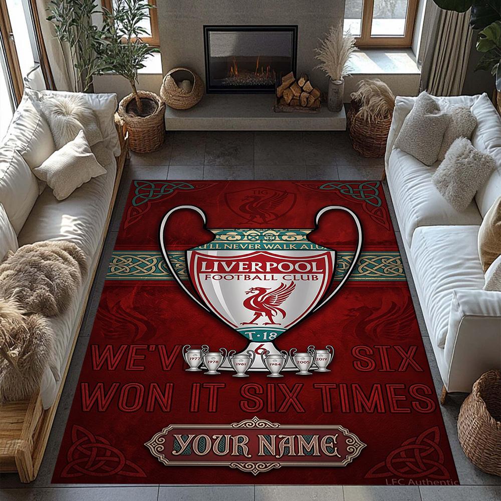 Liverpool Fc Customized Name Floor Rug Office Rug Design For Playrooms Dormitory Entryway Living Rooms Antislip Rug Anime Office Decor