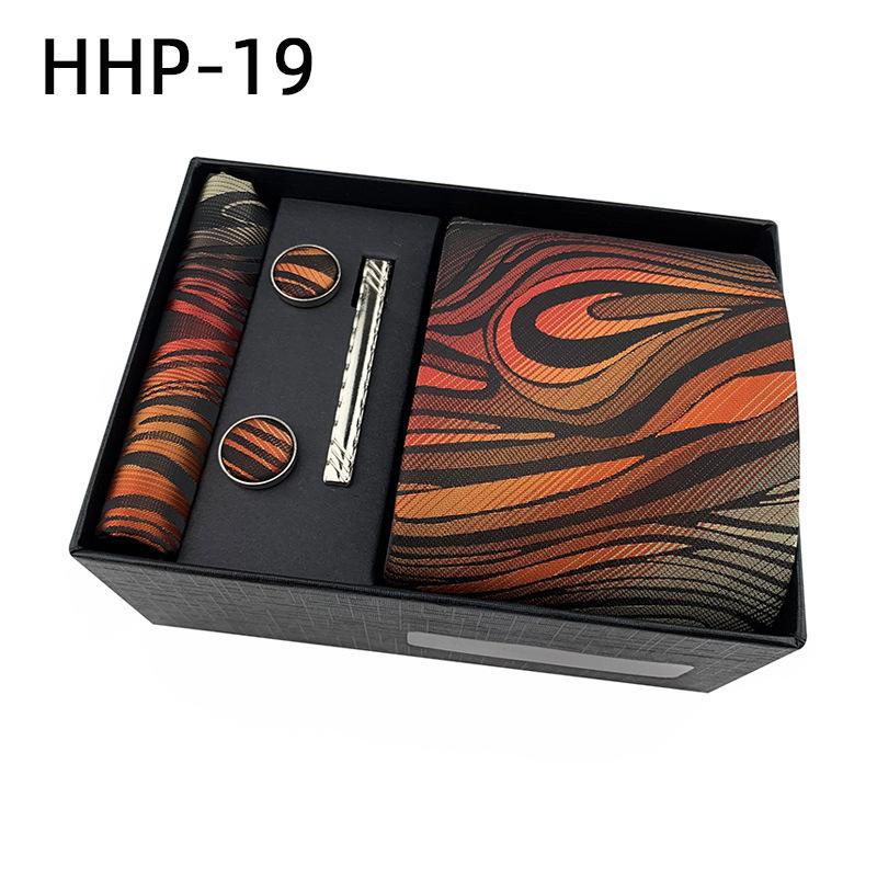 Paisley Men'S Tie Square Cuff Tie Clip Gift Box Set Business Casual Tie Black Gift Box