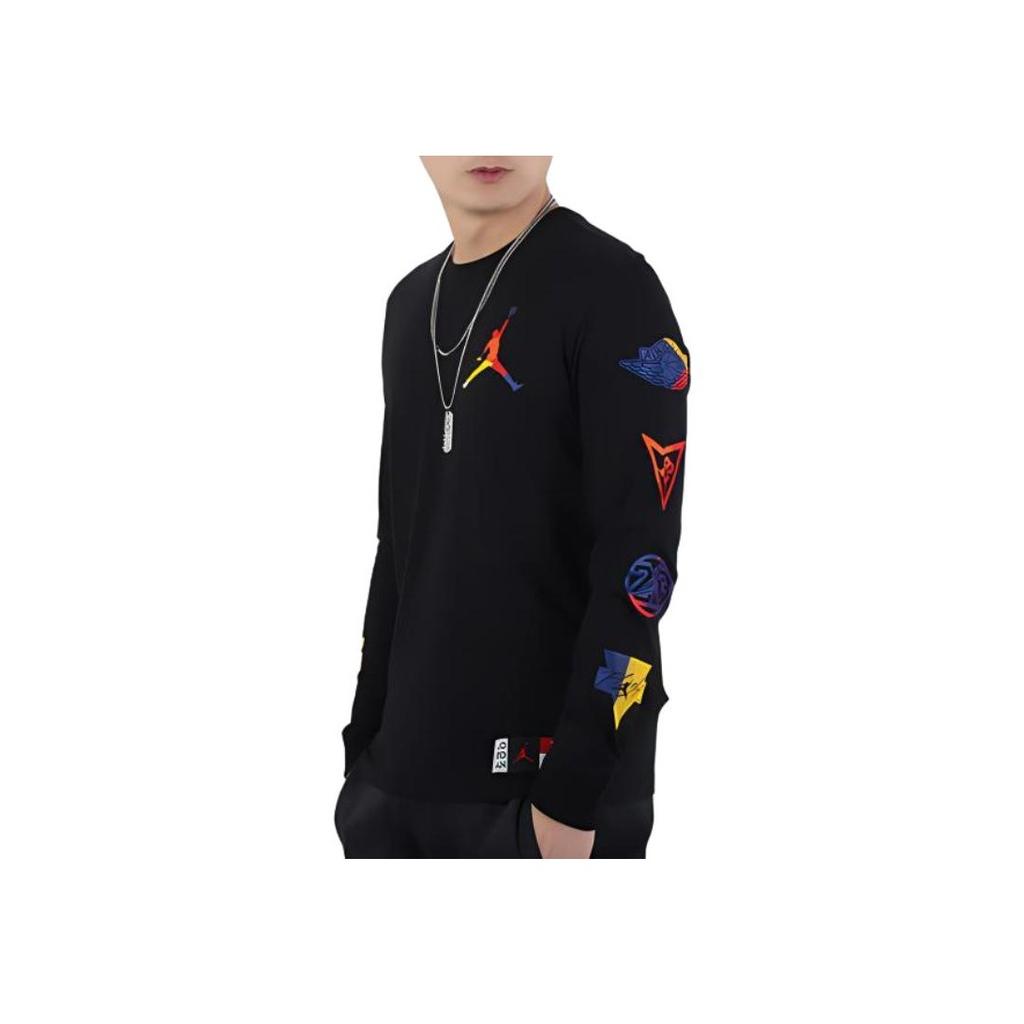 Jordan Arm Colorful Logo Long Sleeve T-Shirt Men Tops Black AT8939-010