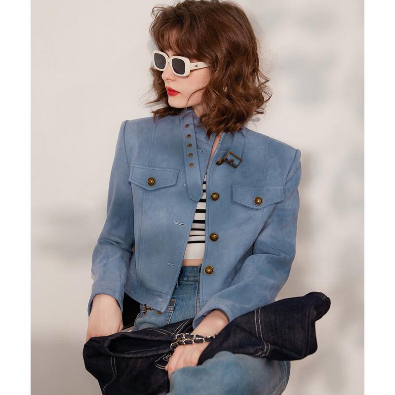 

Женская однотонная короткая байкерская куртка Bailuyu со стойкой XL