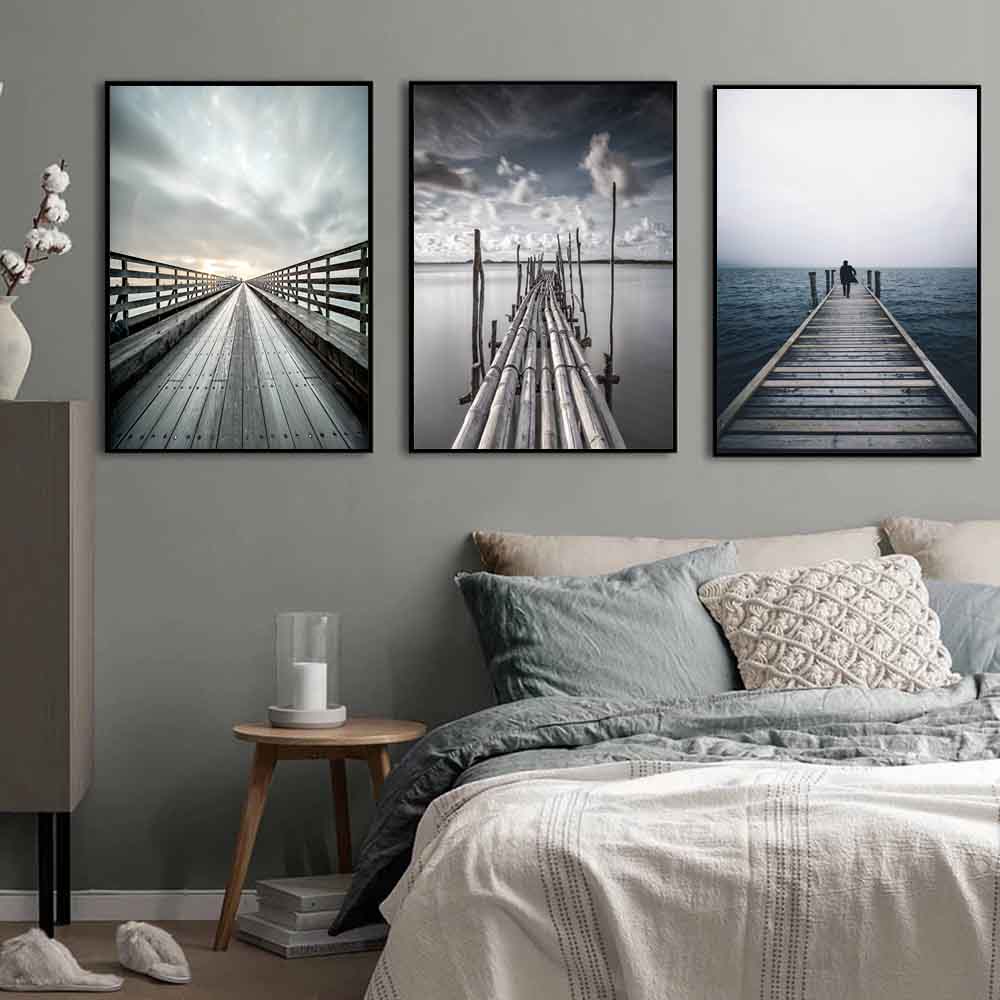 Aesthetic Fashion Port Scenery Canvas Painting Wall Art Lake Boat Poster Office Living Room Corridor Home Decoration Mural No Frame