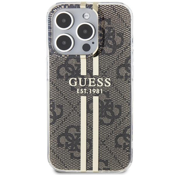 Guess Guhcp15Lh4Psegw Iphone 15 Pro 6.1 Brązowy/Brown Hardcase Iml 4G Gold Stripe