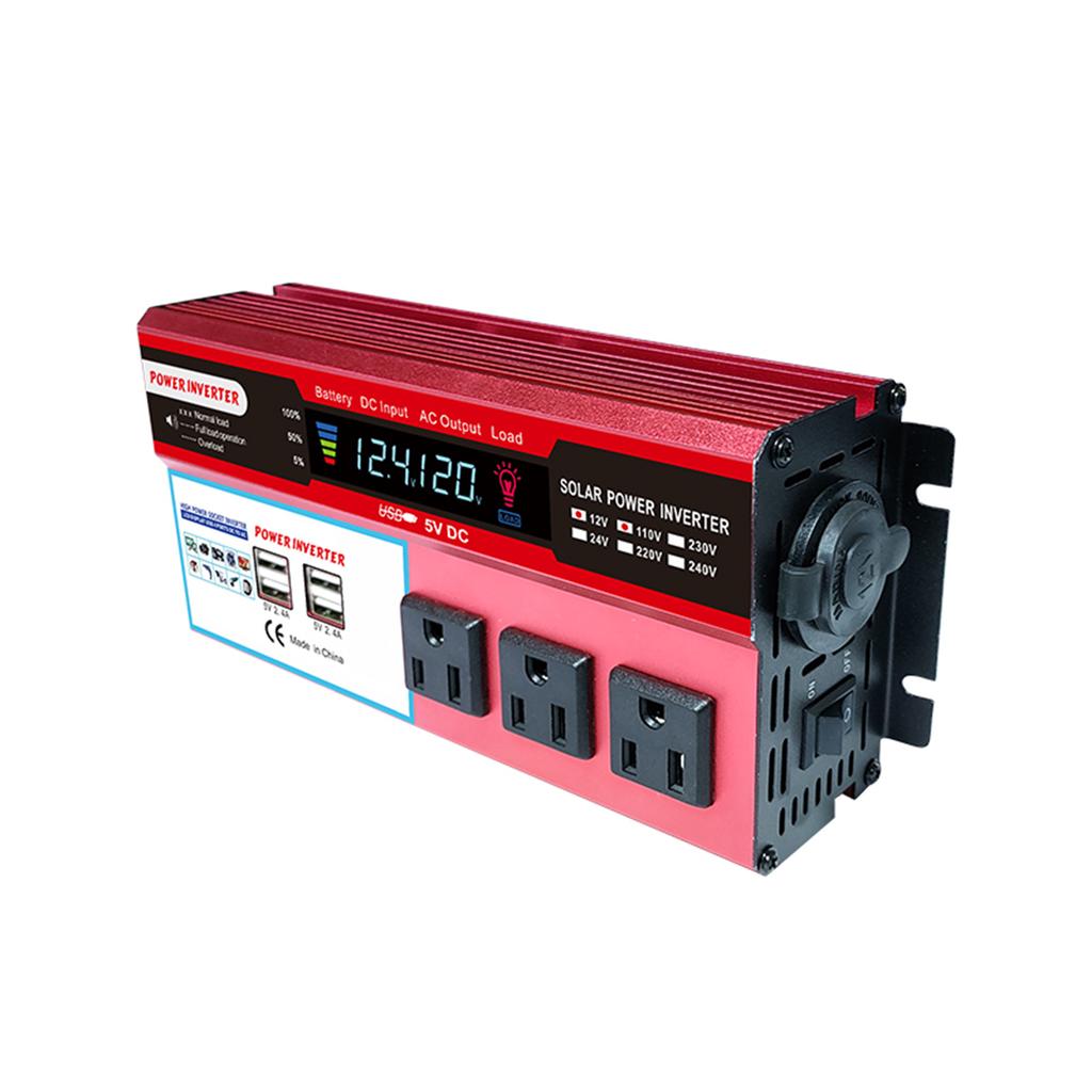 Solar High Efficiency Sine Inverter Home Car RV Solar Power Converter with LCD Display 12V to 110V AC 850-950W