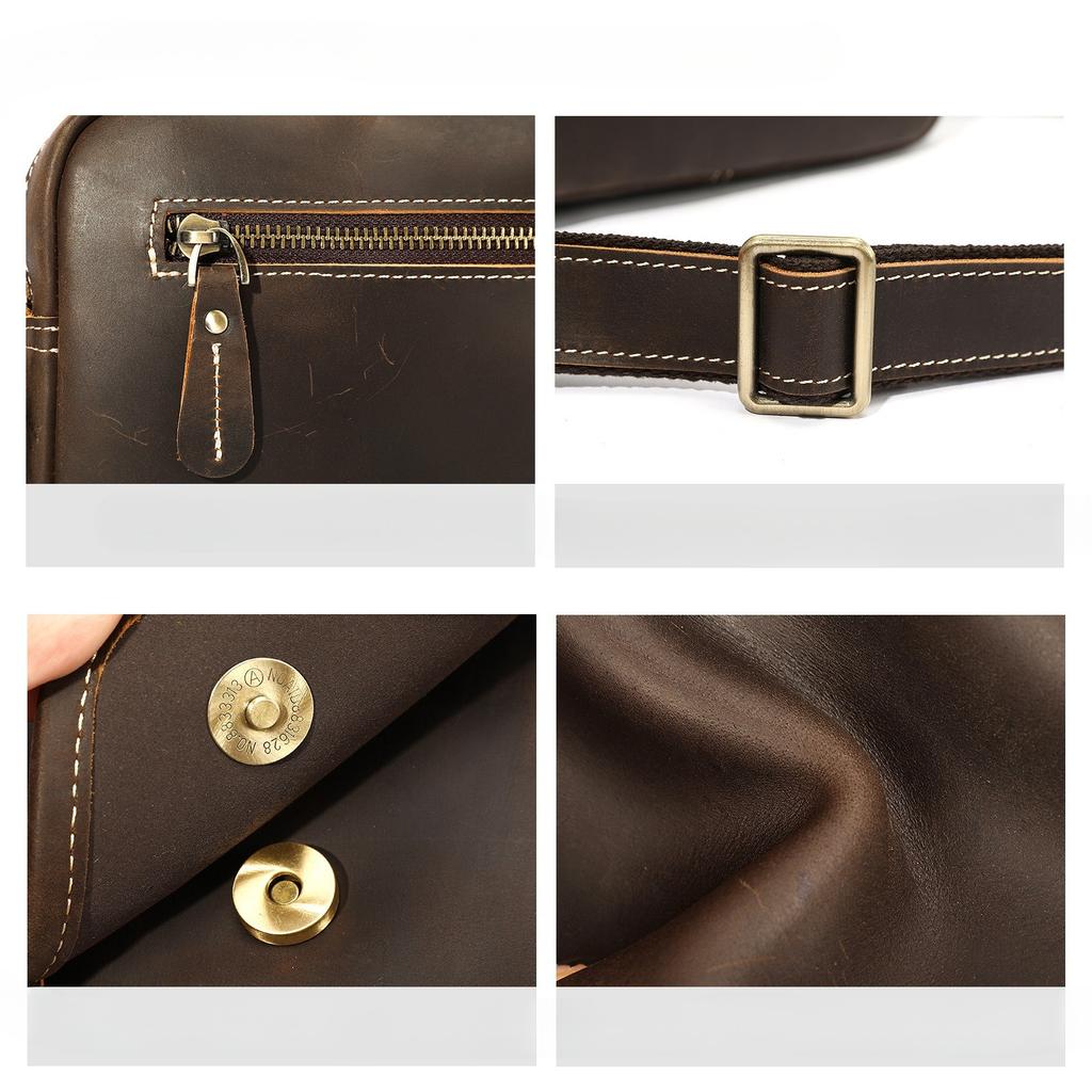 Fashionable Men's Single-shoulder Bag, Small Square Bag, Genuine Leather Texture Crossbody Bag