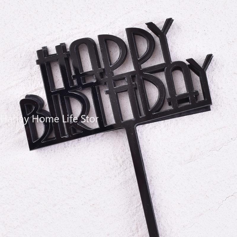 

10 шт. Ins Golden Happy Birthday торт Topper черный акриловый торт Topper на день рождения торт для детского душа десерт украшение