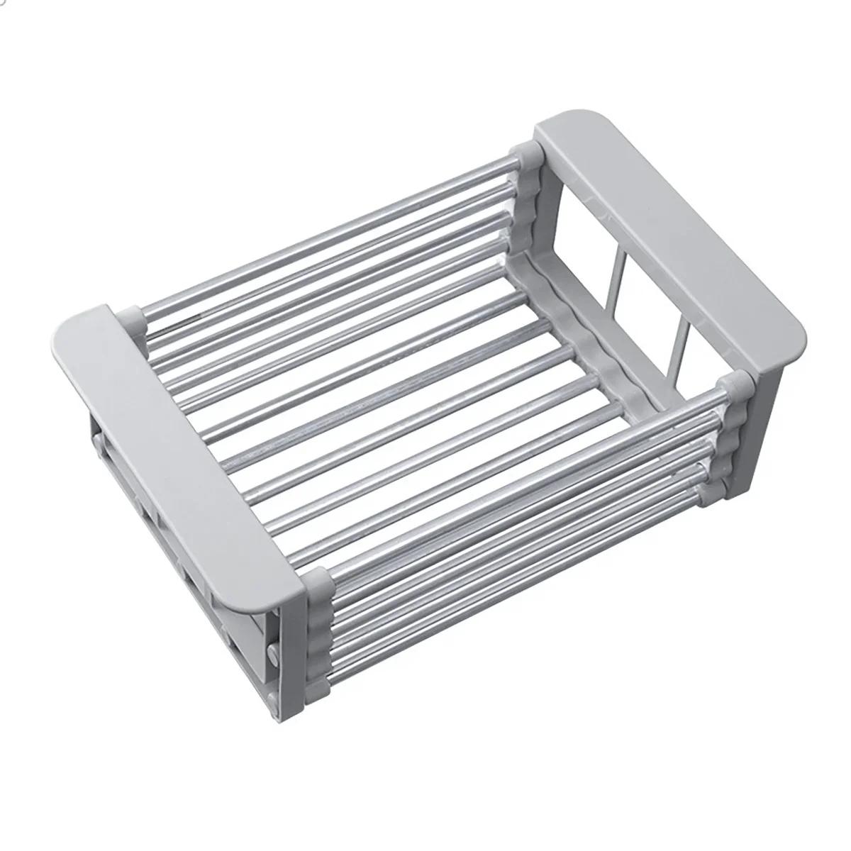 

JIT+1pc Stainless Steel Retractable Drain Basket for Kitchen Sink - Multifunctional Water Tank Rack for Vegetable and Fruit - Co