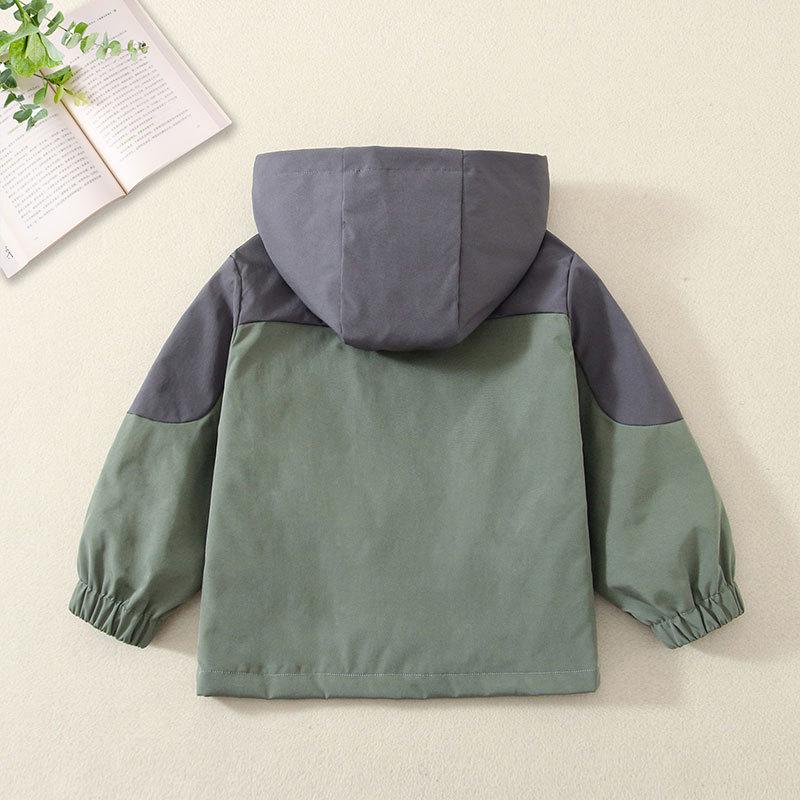 Kids' Color Block Hooded Windbreaker - Spring/Autumn 2025 Boys' Long Sleeve Jacket