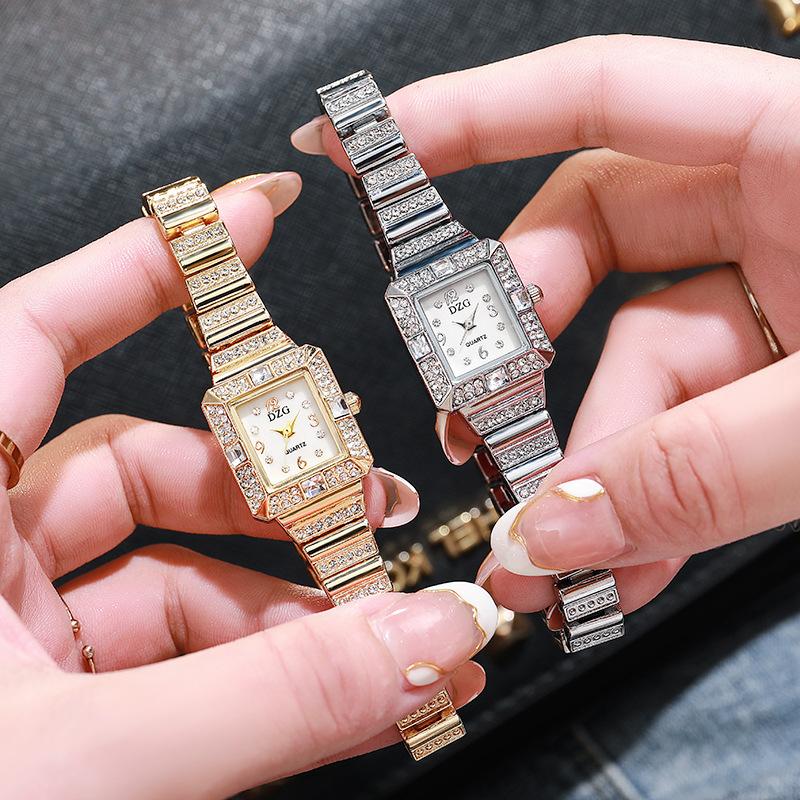 New Luxury High Quality Fashion Rhinestone Women Watch Square Small Clock Steel Wristwatch Lady Watches for Ladies Montre Femme