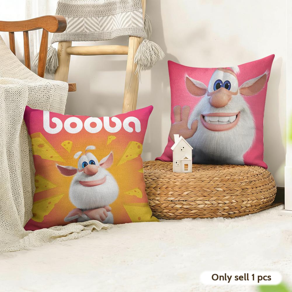 Cute FourbobBooba Cushion Cover Natural Linen Organic Fabric DoubleSided Printing Couch Pillow Covers Home Decor