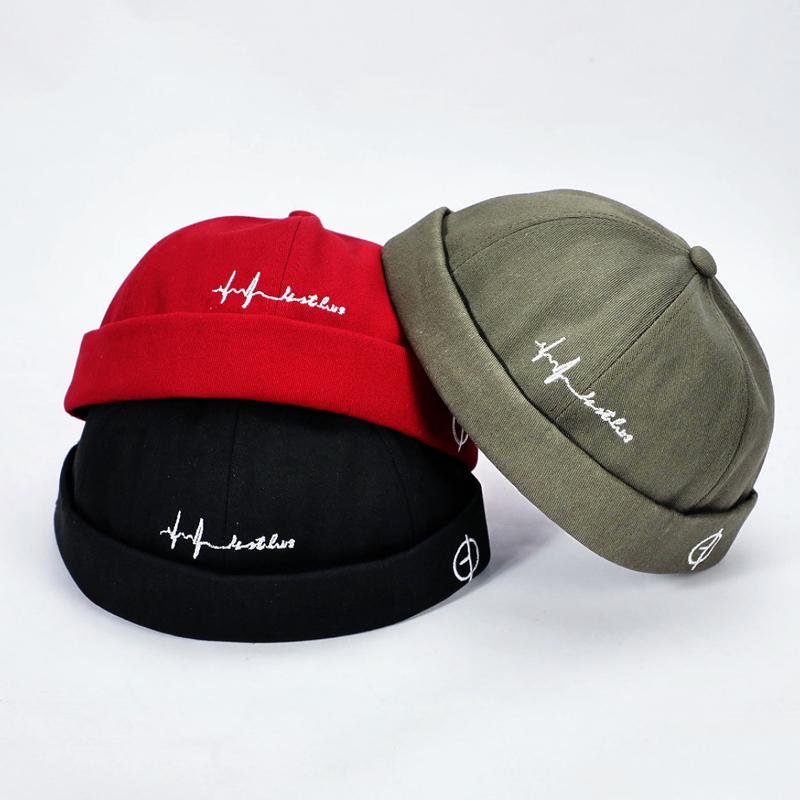 Cappello a Cupola Vintage Uomo Cappellino da Pescatore in Cotone per Uomo Donna Primavera Autunno Cappello Senza Visiera Cappelli Hip Hop Cappelli da Proprietario Senza Visiera Streetwear