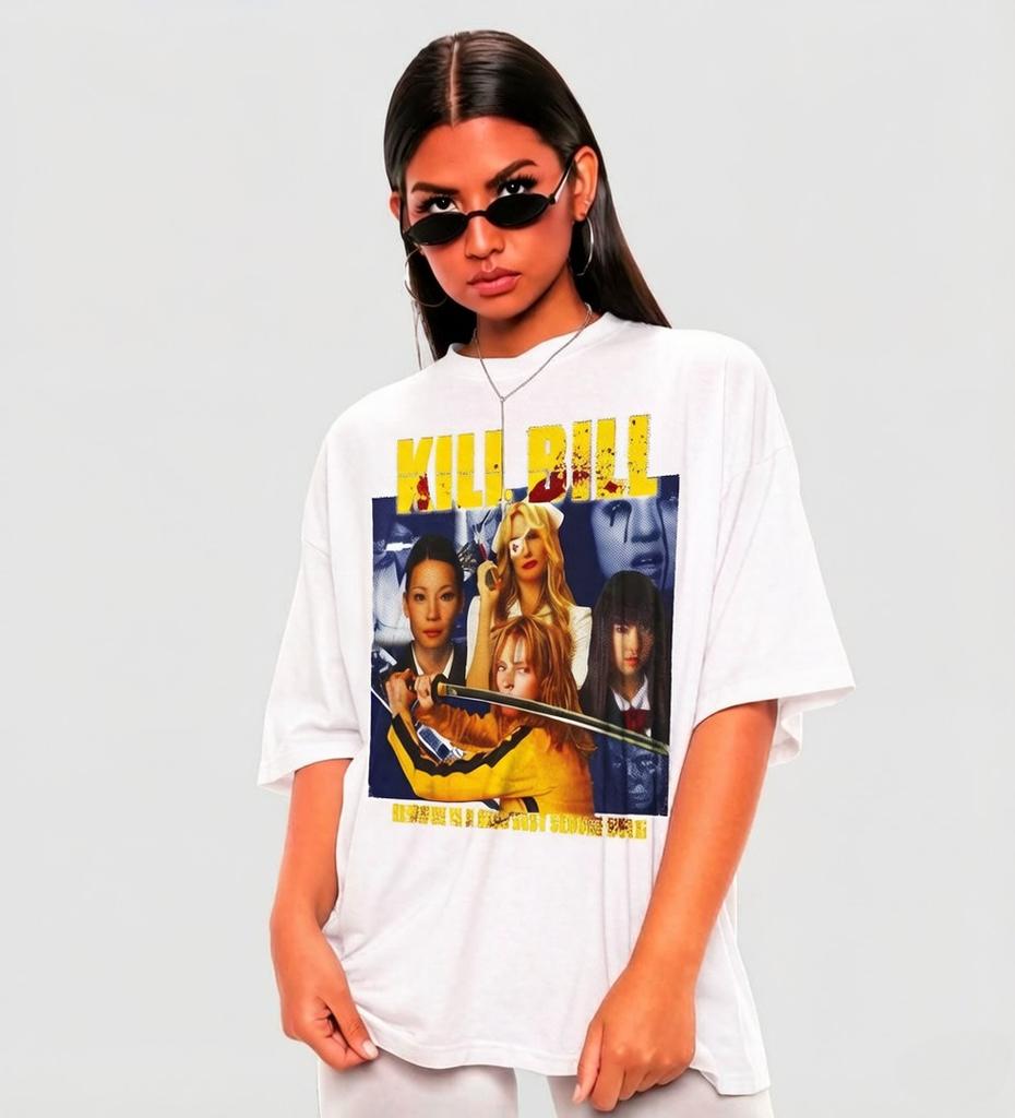 Retro Kill Bill Shirt Quentin Tarantino Movie Shirt Vintage Movie Shirt Summer Men's and Women's Loose and Breathable T-shirt