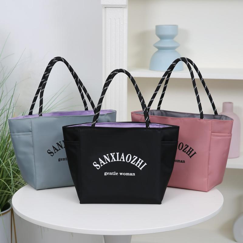 Fashion Simple Letter Print Large Capacity Double Sided Hand-Held Shoulder Bag Work Commuting Tote Bag