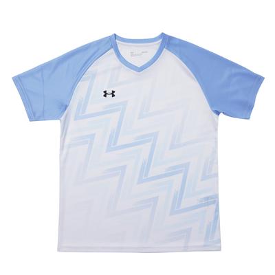 Color Block Logo Print Casual Sports V-Neck Short Sleeve T-Shirt Unisex Tops Blue White 25500520-100