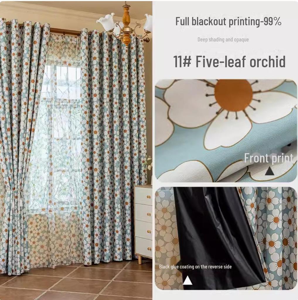 Nordic Blackout Curtains - Modern Bedroom/Living Room Full Blackout with Printed Design