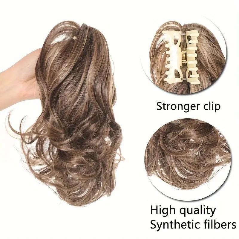 Womens Claw Clip Ponytail Wig Short Curly Fluffy Natural High Crown Hairpiece