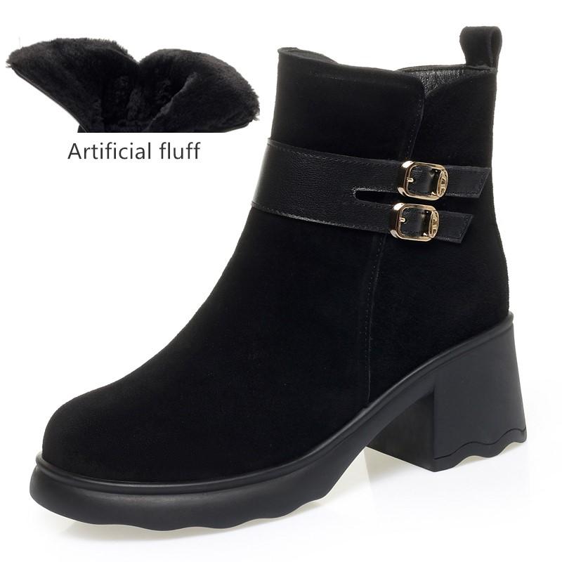 

Модные женские зимние ботильоны AIYUQI 2025 из натуральной кожи на платформе, больших размеров 41 42 43 43