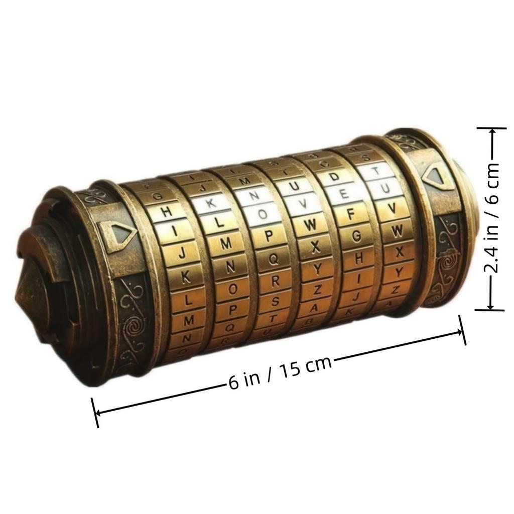 Vintage Golden Retro Cylinder Lock Box with Combination Dial, Secure Jewelry, Ring Storage, Ideal for Wedding Bands  Keys,