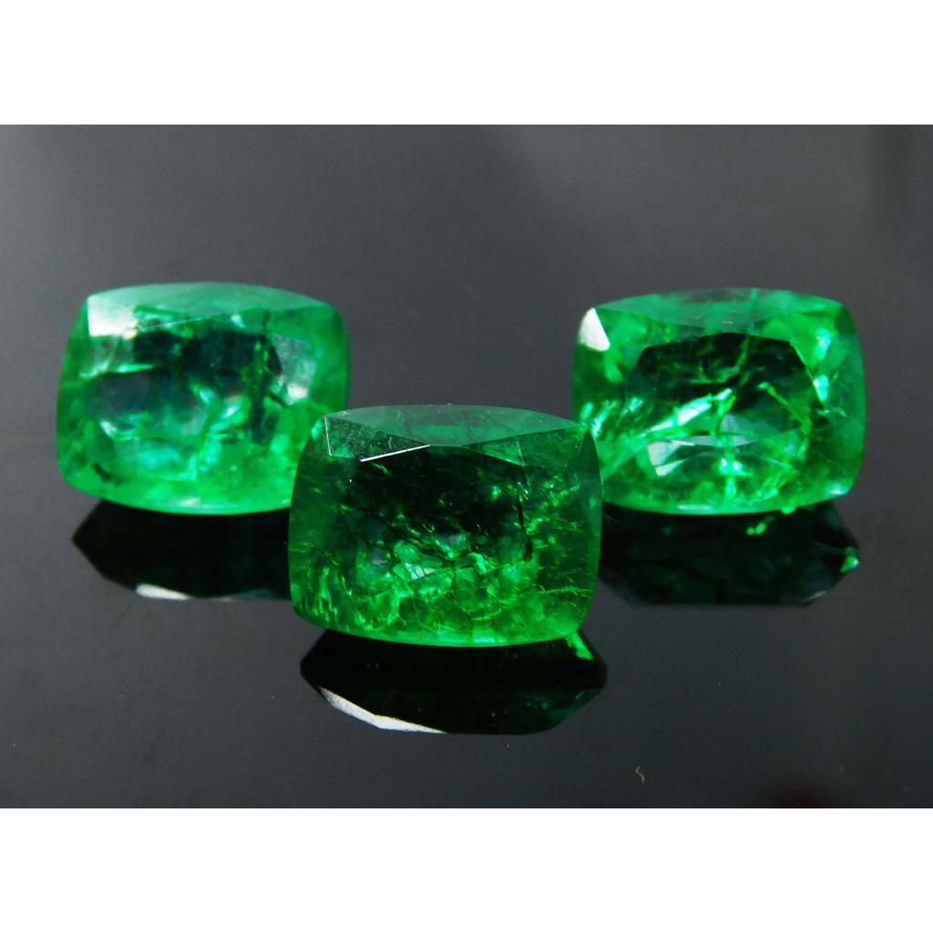 4 Pcs Green Emerald CERTIFIED Natural Cushion Cut 40 Ct Lot Loose Gemstone MULTTIQ8