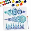 1Pc PET Hollow Out Drawing Painting Stencils, for DIY Scrapbook, Photo Album, with 1Pc Art Paint Brushes, Mixed Shapes, 300x300mm
