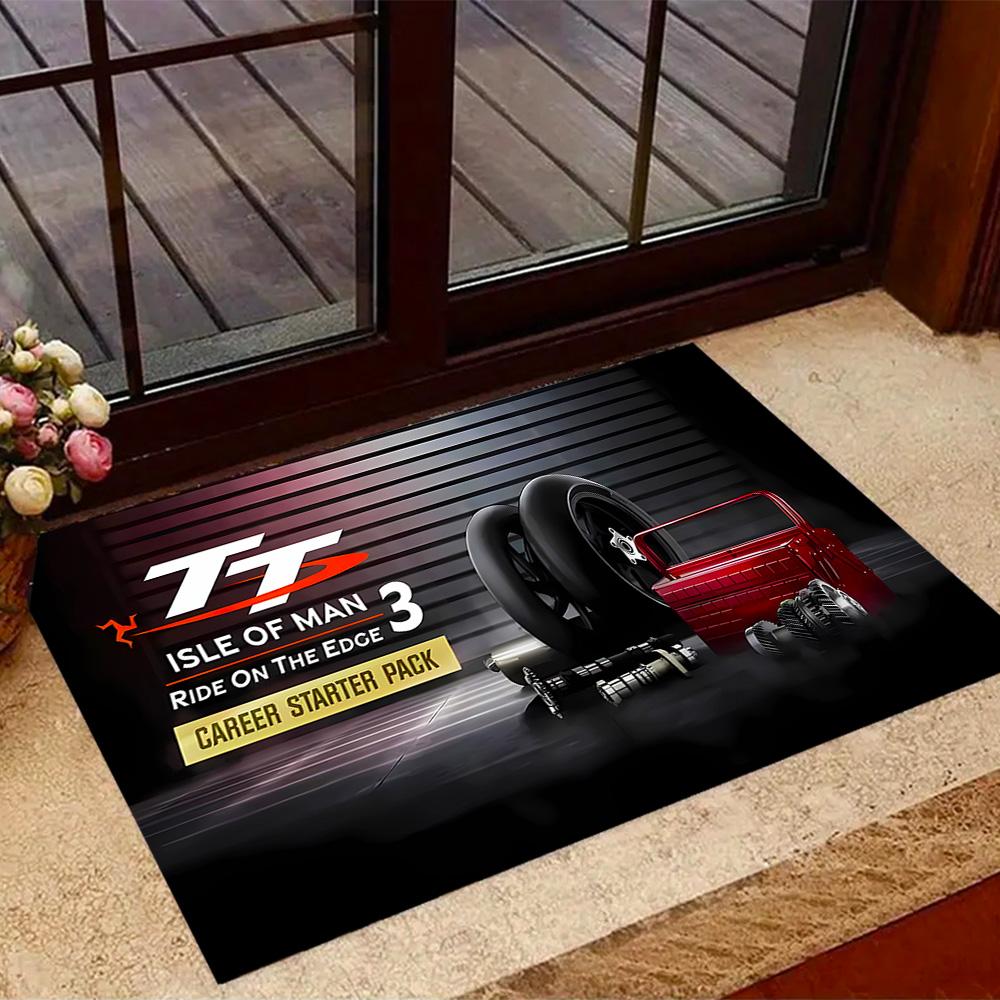 Isle Of Man Tt Course Map Themed Anti-Slip Rugs - Polyester Home Decor, Suitable for Bedrooms, Living Rooms, Doorways, Studios, and Decorations