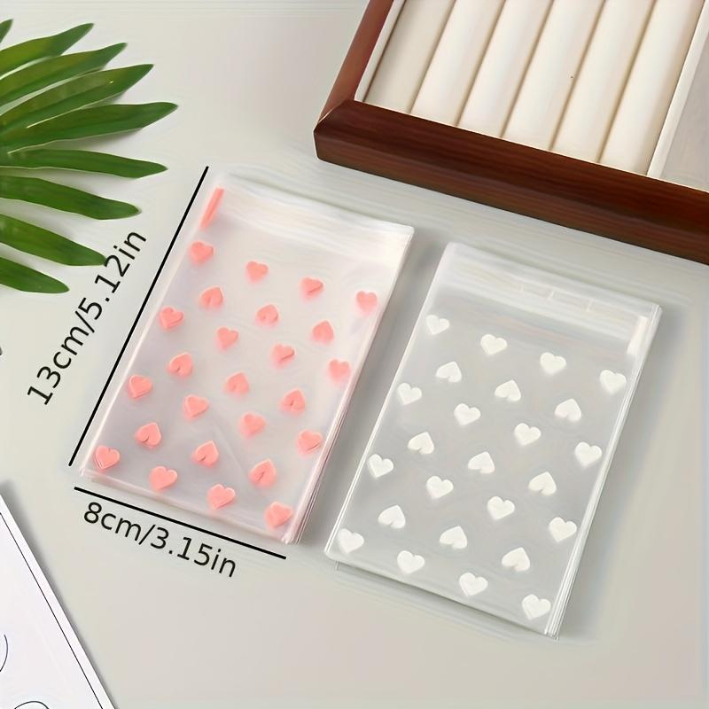 50 st Återanvändbara Rosa Hjärtformade Självhäftande Påsar | Perfekta för Festpåsar, Grattiskort och Små Presentförpackningar