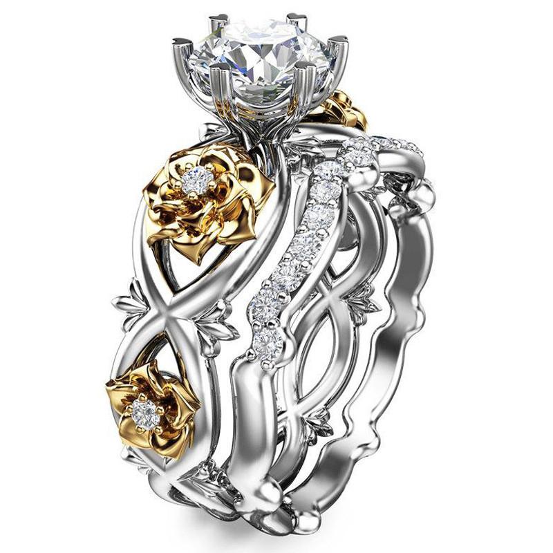 Stylish Rose Gold Metal Rings For Women Chic Floral Pattern Jewelry In Multiple Sizes