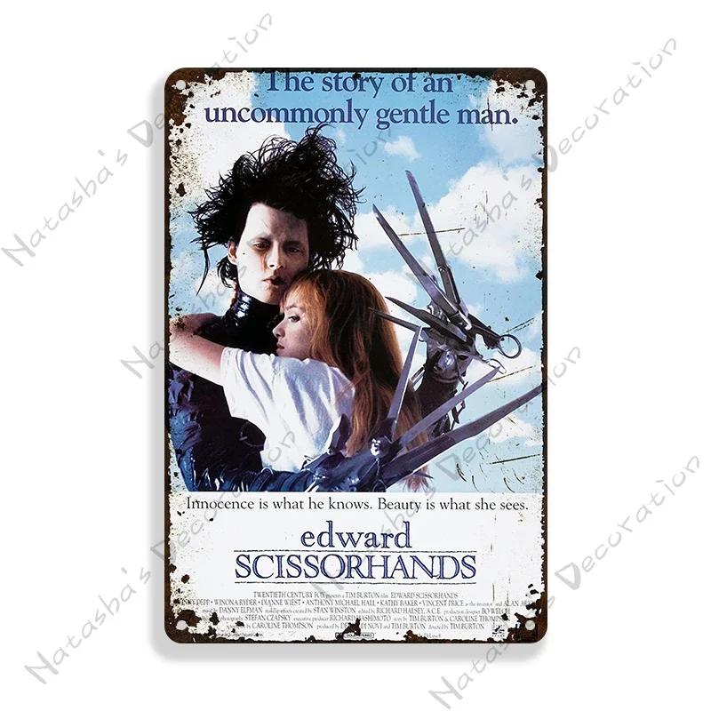 Edward Scissorhands Old Movie Metal Poster Decorative Plate Bar Wall Metal Tin Sign Metal Signs Home Wall PlatePlaque