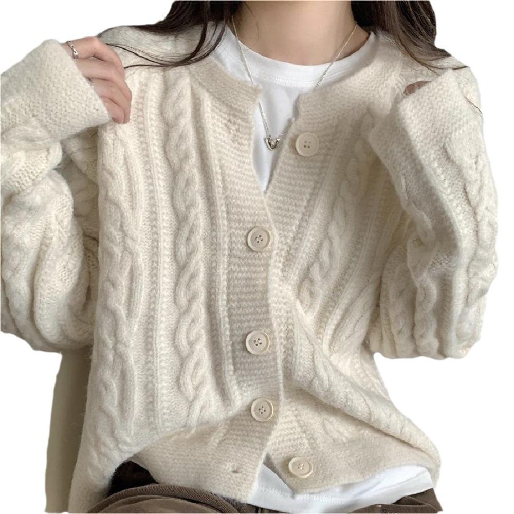 Autumn and Winter Solid Color Sweater for Women Knitted Cardigan Jacket for Women