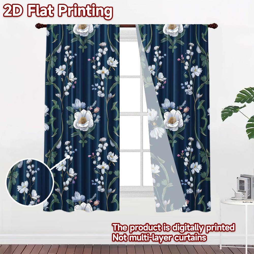 2D flat Photography Backdrop Background cloth Floral Navy Elegance 100% Polyester Party & Holiday Decor Perfect for Bedroom
