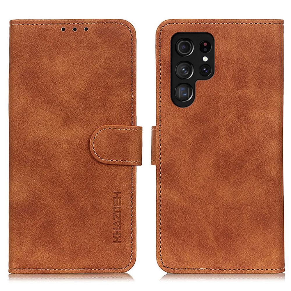 KHAZNEH Für Samsung Galaxy S25 Ultra Hülle Retro PU Leder Brieftasche Ständer Handyhülle